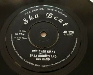 Baba Brooks One Eyed Giant Oriignal 1965 Uk 7 " Vinyl Single Ska Beat Rare Reggae
