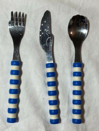 Cornishware Childrens,  Fork,  Knife & Spoon Set,  T G Green Church Gresley,  Rare