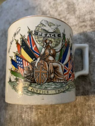 Rare 1914 - 1919 Peace Mug From West Stanley Peace Celebration Committee