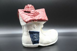 Rare Vintage Cast Iron Bank Old Woman In Shoe House