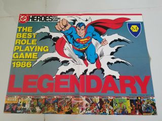 Heroes Rpg Dc Mayfair Games Promo Poster 1987 Superman 17 " X 22 " Rare