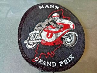 Manx Grand Priix - Isle Of Man Tt Rare Vintage Sew On Badge 50/60s (b9)