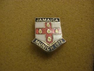 Rare Old 1972 Munich Olympic Games Jamaica Noc Team Small Enamel Broochpin Badge