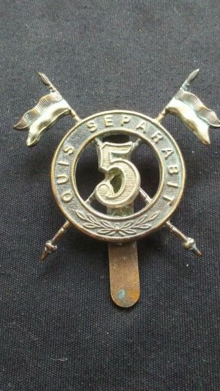 Ww1 5th Royal Irish Lancers : Quis Separabit : Rare Bi - Metal Cap Badge