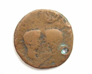 Claudius 41 - 54 Ad Ae As Good,  Claudius W/agrippina? Ancient Hole 27mm Rare