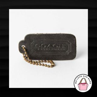 Rare 2.  25 " Coach Vintage Gray Black Leather Key Fob Bag Charm Keychain Hang Tag