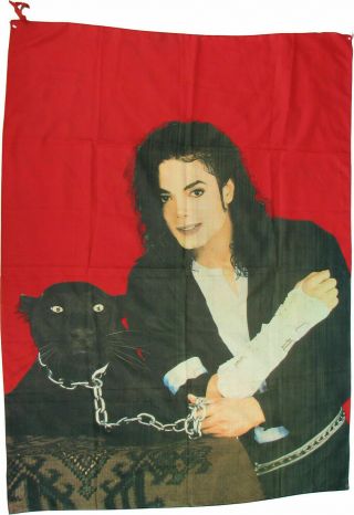 Rare Michael Jackson 1993 Giant Concert Wall Hanging Red Panther Flag