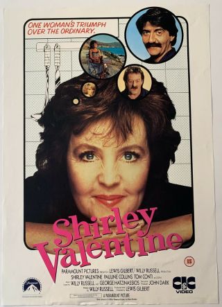 Shirley Valentine 23.  5” X 16.  5” Video Store Poster In Vgc Rare Pp