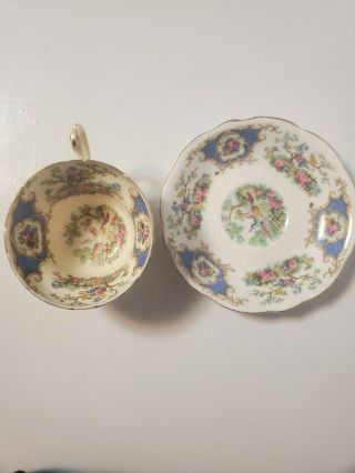Rare Vtg Foley EB 1850 Fine Bone China Tea Cup and Saucer Colorful Bird Flowers 2
