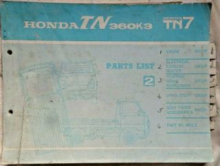 Honda Tn 360k3 Tn7 Parts List No 2 1976 Classic Car Restoration Rare Item Retro