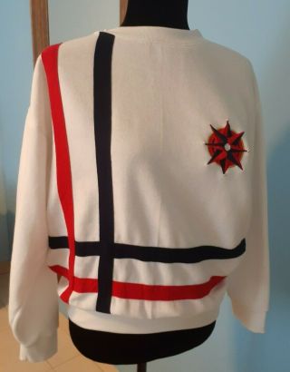 Rare Vintage Russ Studio Nautical Compass White Sweatshirt.  M