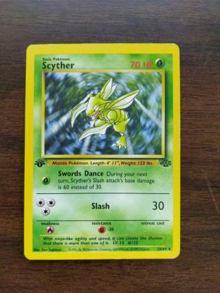 Scyther 1st Edition 26/64 Rare Non - Holo Pokemon Card Lp/nm