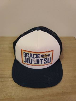 Rare Gracie Jiu Jitsu Mesh Trucker Snapback Hat Adjustable Vintage