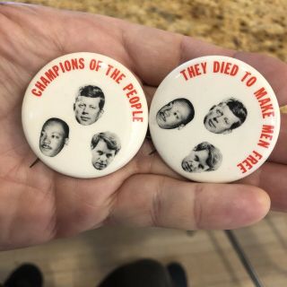 2 Rare 1968 Kennedy Jfk Rfk Martin Luther King Mlk Memorial Pinback Pins Buttons