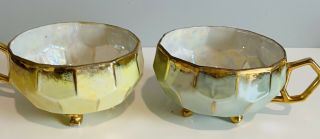 Tea Cups,  Royal Sealy,  Japan,  Iridescent,  1940s Vintage,  3 Footed,  Rare