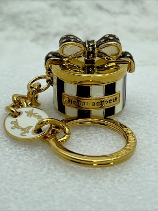 Henri Bendel York Milliner Hat Box Key Keychain Bag Charm Brass Enamel Rare