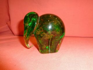 Rare Wedgwood Speckled Green Glass Elephant Paperweight