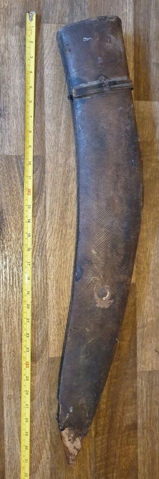 V.  Rare/early/large Antique Ghurkas Kukri Knife Sheath Leather/wood Khukuri 31 "