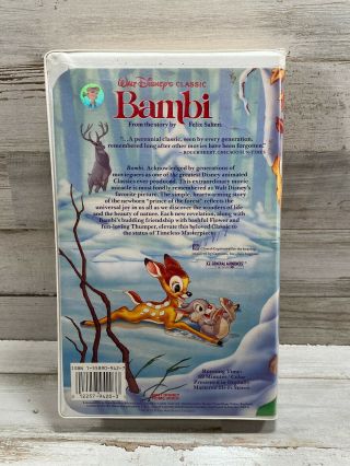 Bambi VHS Tape Walt Disney ' s Black Diamond Classic - RARE - 2