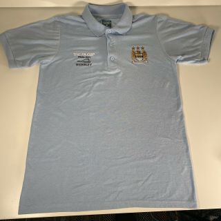 Manchester City Fa Cup Final 2011 Sky Blue Wembley Polo Shirt Small Man Rare