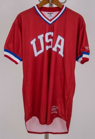 Red Usa Rawlings Barstool Baseball Jersey - Large 44 - Very Rare