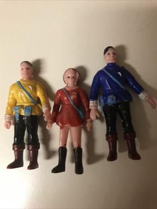Vintage 1960’s Star Trek Uhura,  Spock,  And Captain Kirk.  2 Inch Figures.  Rare.