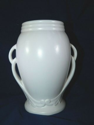 Rare Vintage Robinson Ransbottom Art Deco Vase 189/ With Handles Matte White 8 "