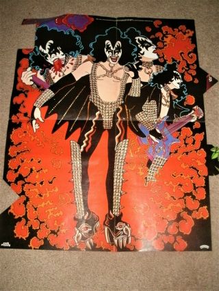 Kiss 1978 Gene Simmons Aucoin Solo Lp Poster W/ Rare Puffy Sticker Ad