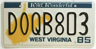 Rare West Virginia 1985 Prototype License Plate,  Doqb803