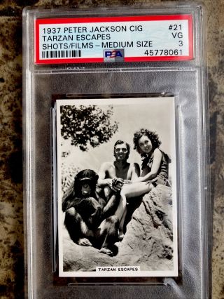 Psa 3 Johnny Weissmuller 1937 Tarzan Escapes Rare Cigarette Card Read Des
