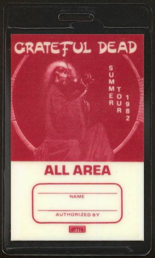 Rare Burgundy 1982 Grateful Dead Otto Laminated Backstage Pass From The Summer T