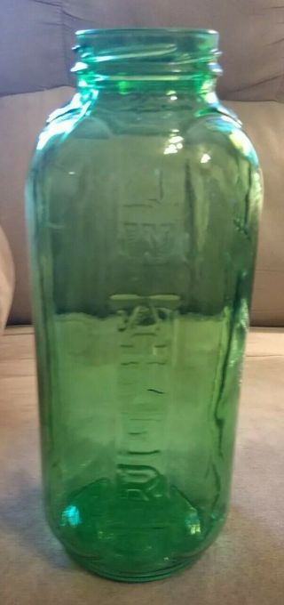 Rare Find Vintage Hazel Atlas Forest Green Glass Water Juice Bottle 40 Oz