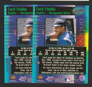 1998 Pacific Online Gold Web Cards 7 Cecil Fielder Rare Left & Right Variation