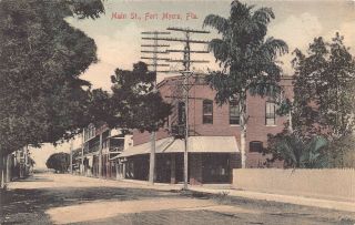 Fl - 1900’s Rare Florida Early Main Street At Ft.  Myers,  Fla - Lee County