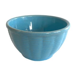 Vintage Rare Watt Oven Ware Pottery Blue Basketweave Design Mixing Bowl Usa