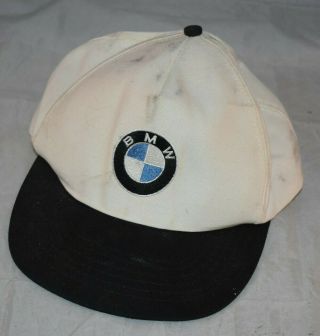 Vintage Official Bmw Snapback Hat White Logo Rare Collectible Automobile