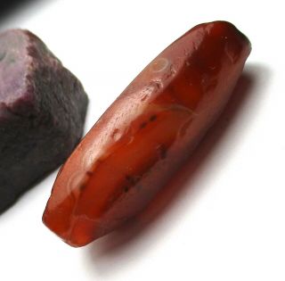 Rare Large Ancient Banded Oval Carnelian Agate Bead 13mm X 36mm