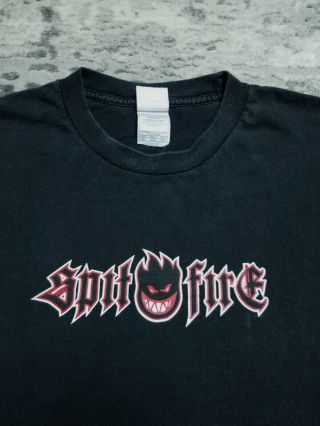 Vintage 90’s Spitfire Wheels Flame Head Black T Shirt Size Xl Skateboards Rare