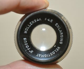 Rare 3 " Focus Wollensak F/4.  5 Enlarging Velostigmat Lens