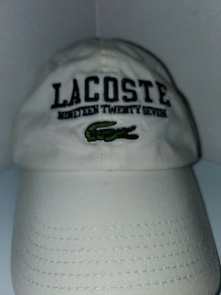 Lacoste Cotton Pique 1927 White Crocodile Hat Baseball Cap Rare Retro Vintage 2