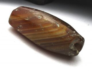 Rare Large Ancient Banded Oval Carnelian Agate Bead 15mm X 34mm F