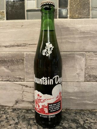 Vintage Rare Full Mountain Dew Glass Bottle 10oz