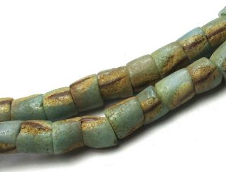22 " Strand Of 95 Rare Well Worn Small Striped Ghana Sand Cast Glass Beads