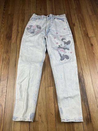 Mickey Minnie Mouse Jeans Vintage 80  S Rare High Waist