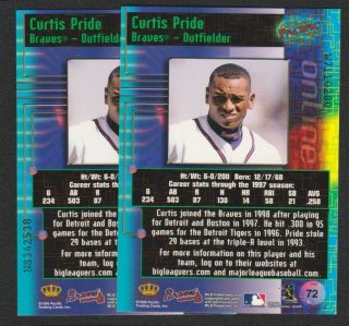 1998 Pacific Online Gold Web Cards 72 Curtis Pride Rare Left & Right Variation