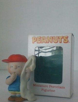 Vintage Peanuts Snoopy Linus Baseball Ceramic Figurine Willitts Rare