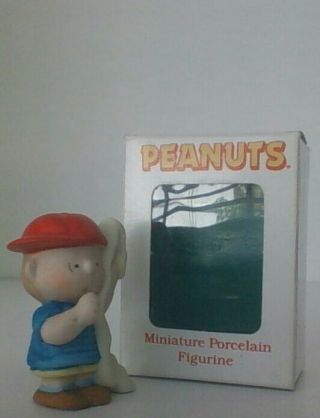 Vintage Peanuts Snoopy Linus Baseball Ceramic Figurine Willitts Rare 2