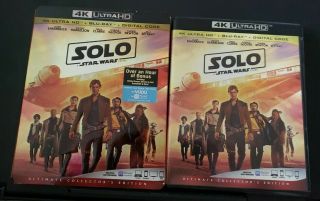 Solo:a Star Wars Story (4k Uhd/2 Blu - Rays) No Digital W/ Rare Slipcover Like