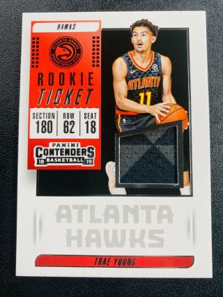 Trae Young Rookie Card Rc Jersey 2018 - 2019 Panini Contenders Rare Patch