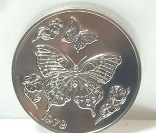 Rare Unc Jamaica $10 Dollars 1979 Butterfly,  Huge 45mm,  Only 2900 Minted,  C - N